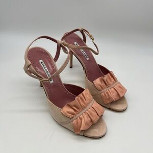 Manolo Blahnik Khedni 105 Suede & Leather Pumps